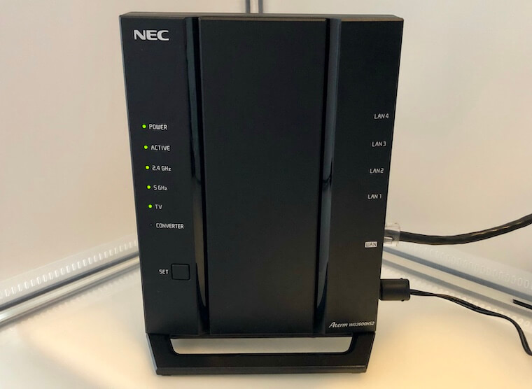 無線LANルーター（NEC PA-WG2600HS2）の正常稼働状態