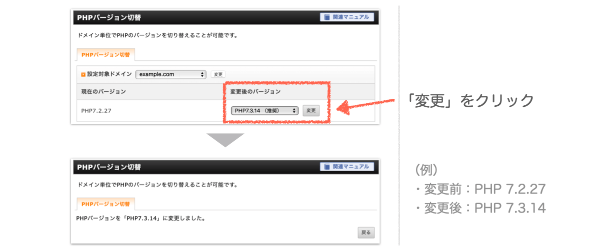 PHPのバージョンの最新化